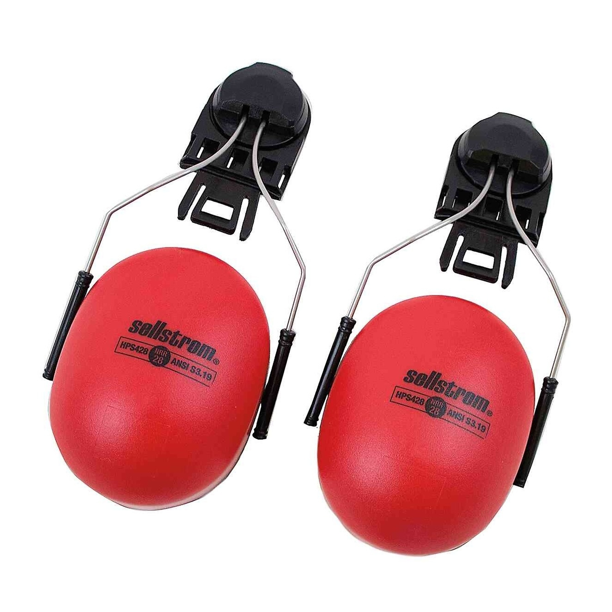 Sellstrom Earmuffs — Hard Hat Mounted, NRR 28, Black/Red, Model# S23409